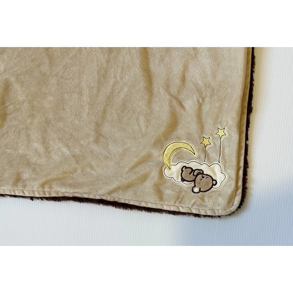 Mini Muffin Sleeping Bear Cloud Moon Star Brown Soft Baby Security Lovey Blanket - Picture 4 of 8
